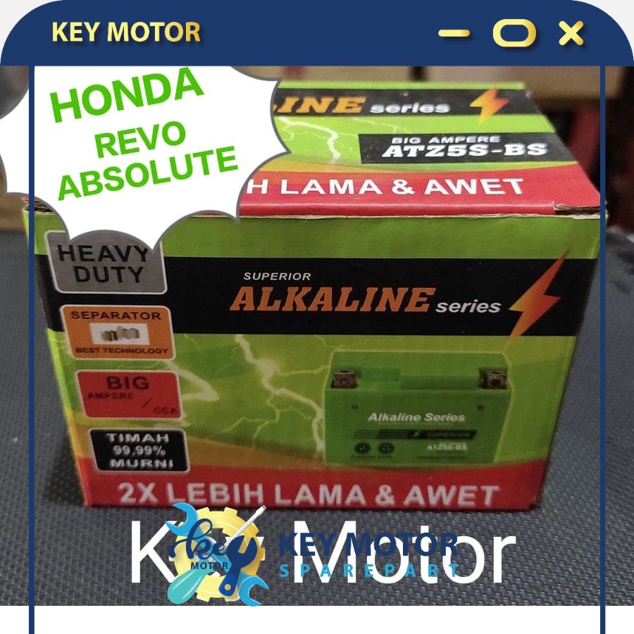 Aki / Accu Kering Motor Honda Revo Absolute ALKALINE ALKALIN 5A 5 Ampere ATZ5S ATZ5 ATZ 5S 100% Orig