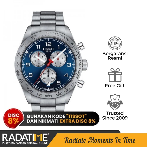 Jam Tangan Pria Tissot T-Sport PRS 516 Chronograph Original 100% Stainless Steel Sport Silver T13161