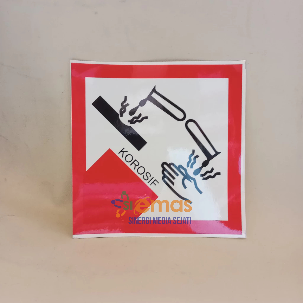 Stiker Korosif | Stiker Simbol Limbah B3 | Sticker Hazard Symbol