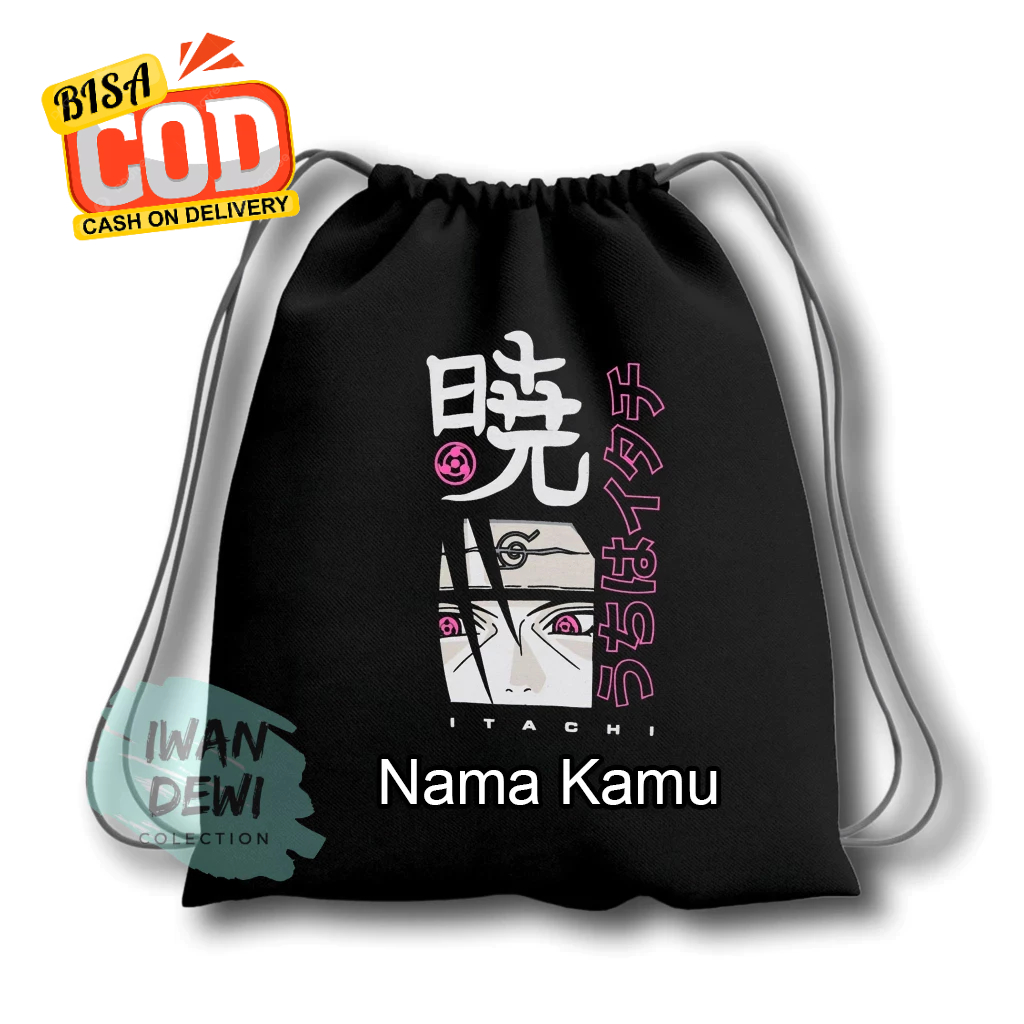 Tas Serut Anak Nruto Itachi Kakashi – Stringbag anak untuk jalan-jalan ,Sekolah , Ngaji