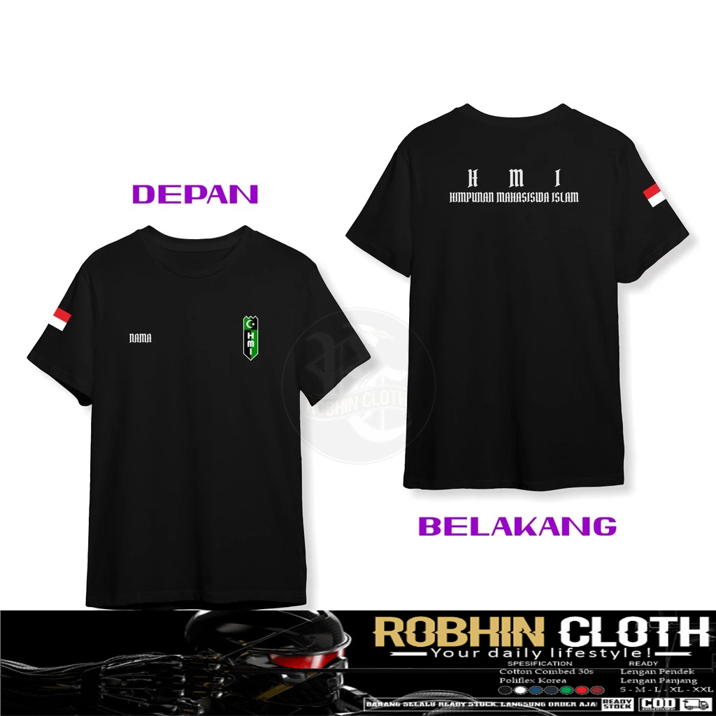 Kaos Baju HMI Himpunan Mahasiswa Islam Gratis Nama Kamu DB Kaos Distro