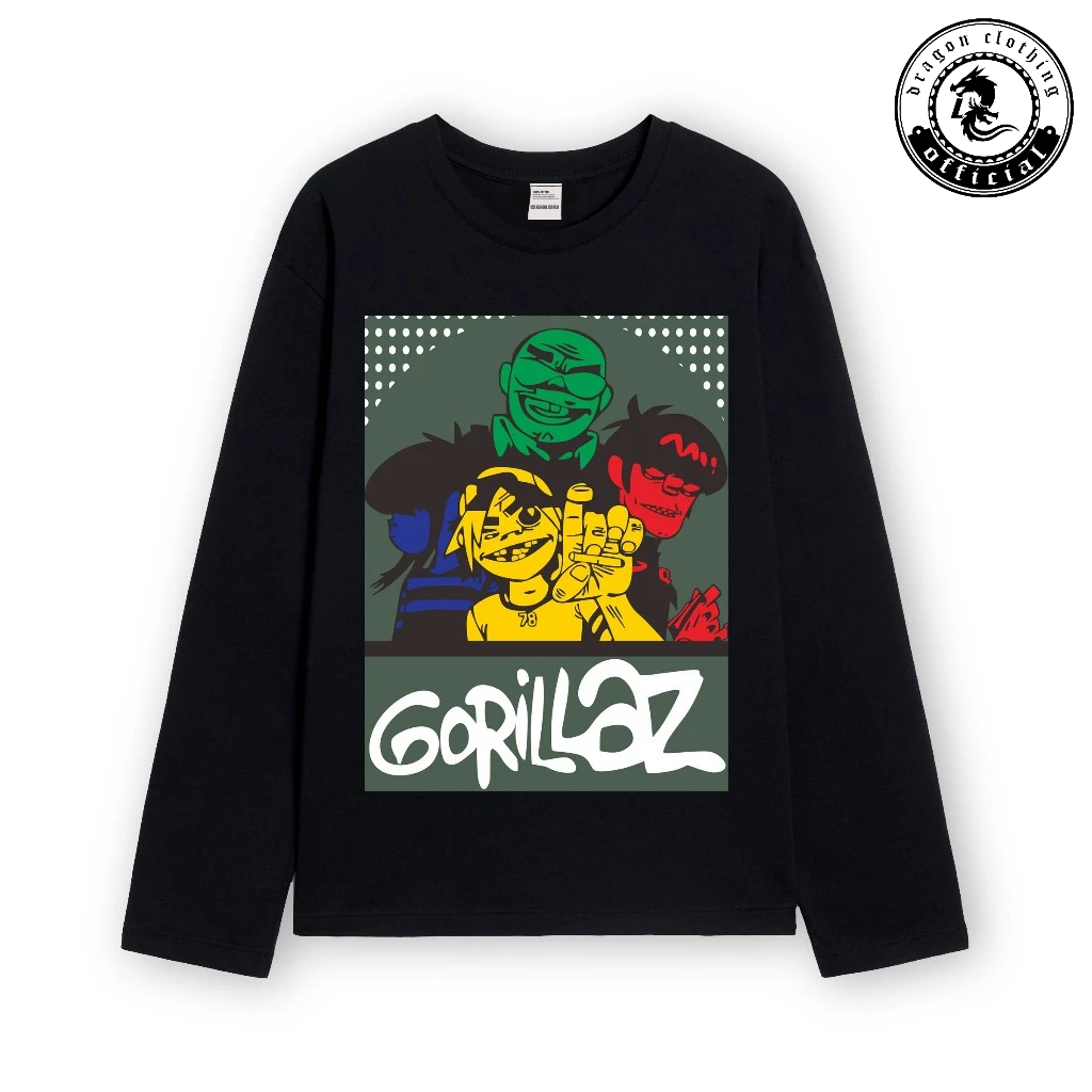 Dragon Clothing Kaos Band Lengan Panjang Gorillaz T-shirt Long Sleeve  Unisex