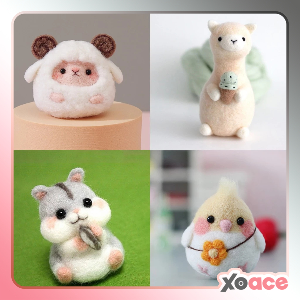 Needle Felt Doll DIY Kit Animal Wool Needle Felting Poke Kerajinan Boneka Hamster Binatang Lucu