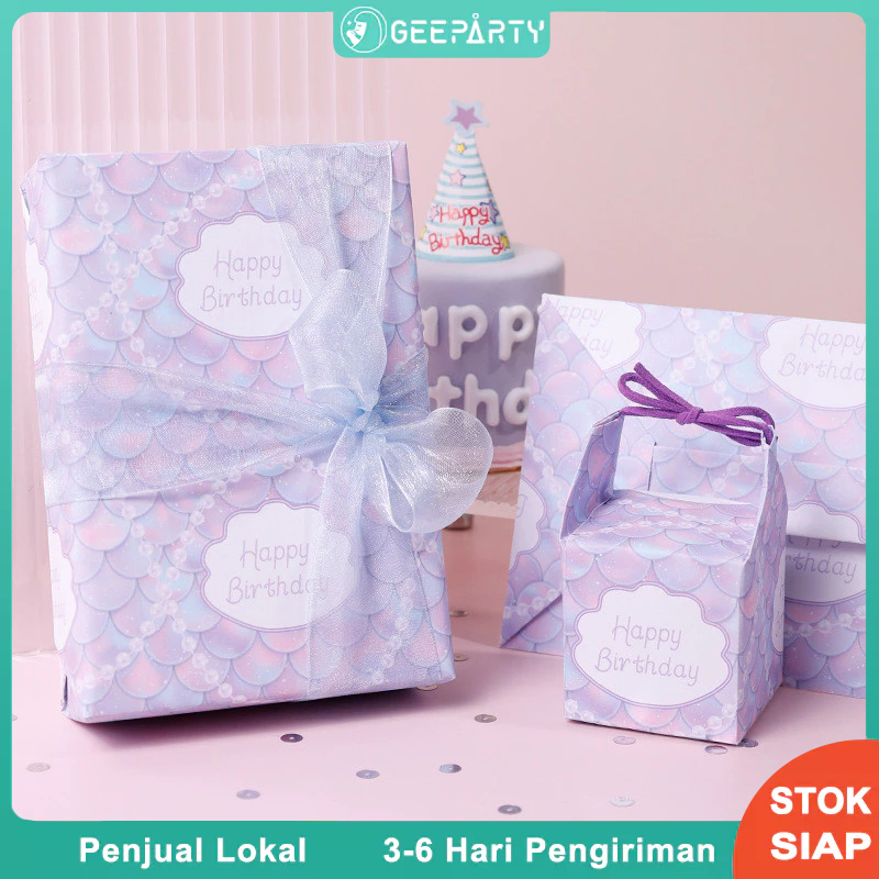 

6 Pcs Kertas Pembungkus Putri Duyung DIY Kado Skala Merah Muda Ungu Untuk Perlengkapan Ulang Tahun Anak Perempuan