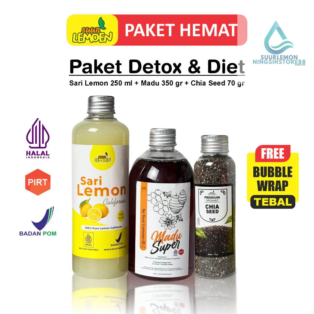 

Paket Sari Lemon Chia Seeds Madu Murni Super Untuk Diet Detoks Detox Alami
