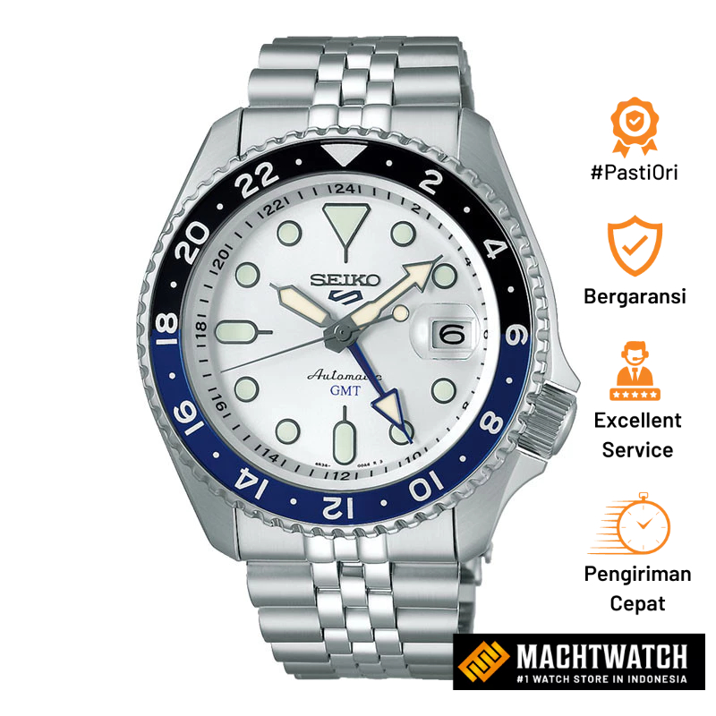 Jam Tangan Pria Seiko 5 Sports SSK033K1 SKX Series Automatic GMT Silver Dial Stainless Steel Strap