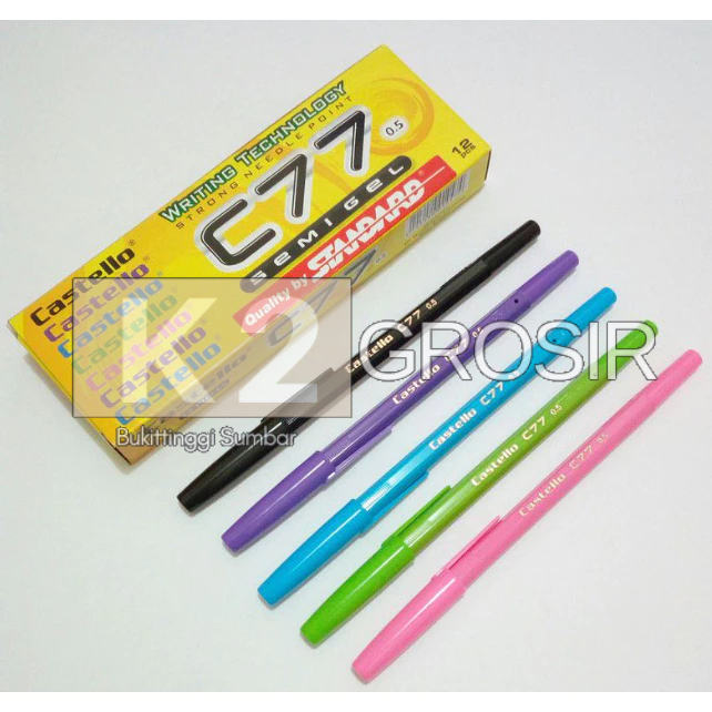 (1 Kotak / 12 Pcs ) Pena Standard Castello C77 Hitam