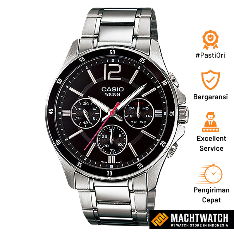 Jam Tangan Pria Analog Casio Standard MTP-1374D-1AVDF MTP1374 MTP-1374D Stainless Steel Band