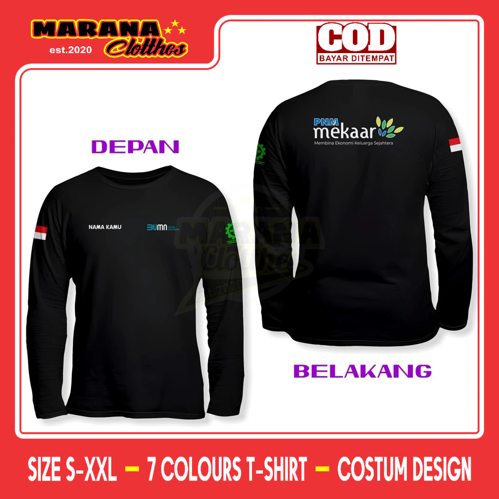 Kaos PNM MEKAAR Gratis Nama Kamu DB Lengan Panjang Kaos Distro