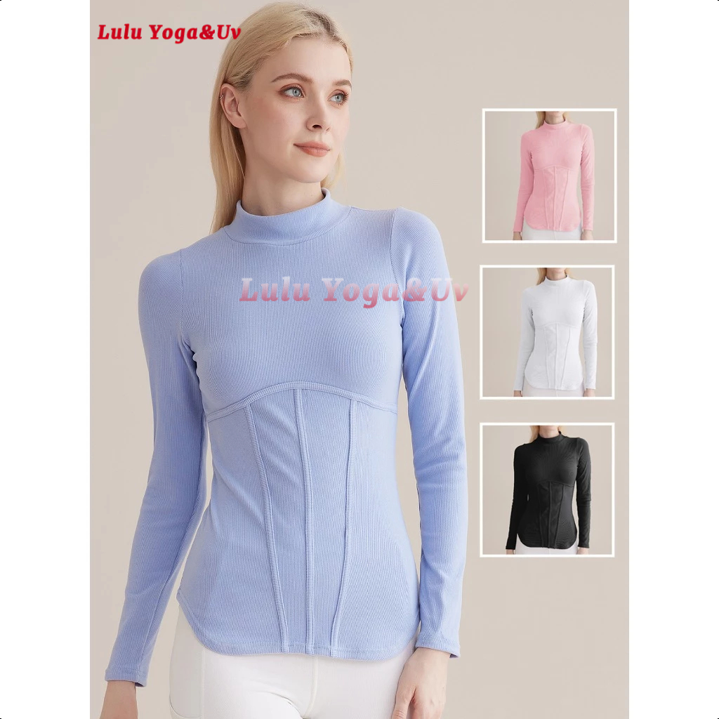 Kaos Lengan Panjang Biru Wanita Baju Olahraga Wanita Lengan Panjang Baju Gym Wanita