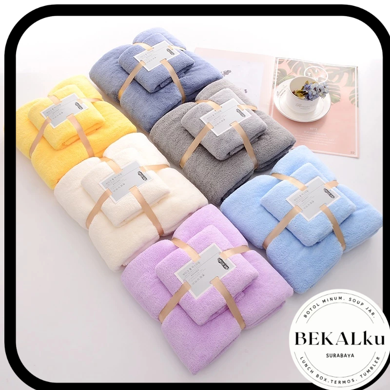 BEKALKUsby handuk towel dewasa anak 2in1 garis zigzag 1124