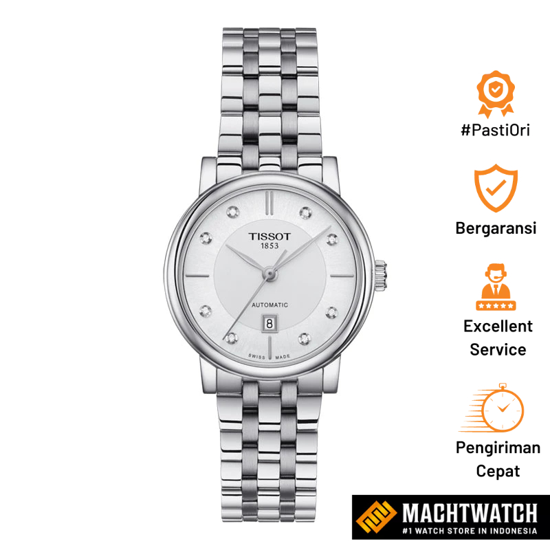 Jam Tangan Wanita Tissot Carson Premium Automatic Lady T-Classic T122.207.11.036.00 Silver Dial Stai
