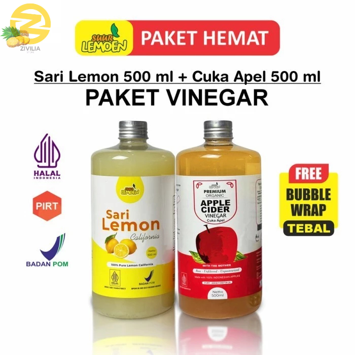 

Cuka Apel + Sari Lemon 500ml+500ml Paket 1 Liter By Suur Lemoen ID