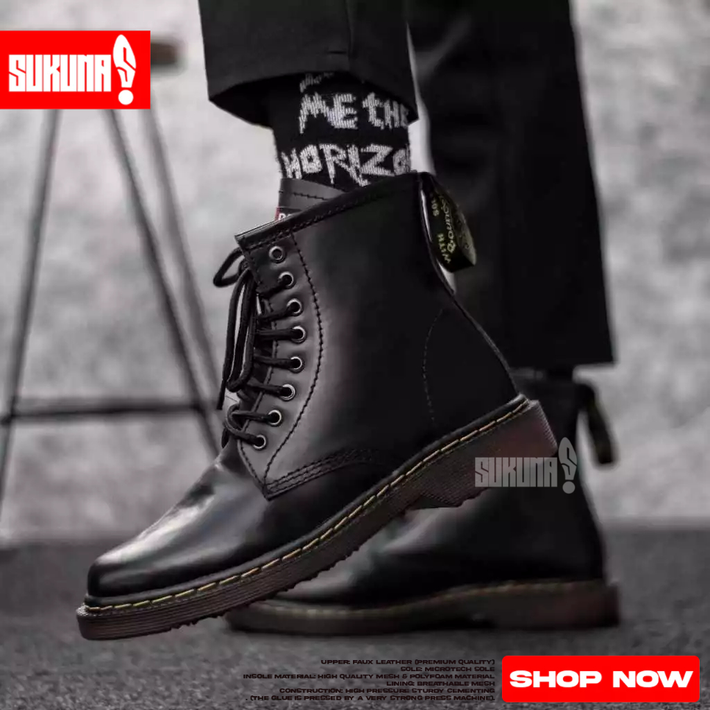 Sepatu Boots Pria Kulit Sapi Docmart Boots Pria - VAZZA