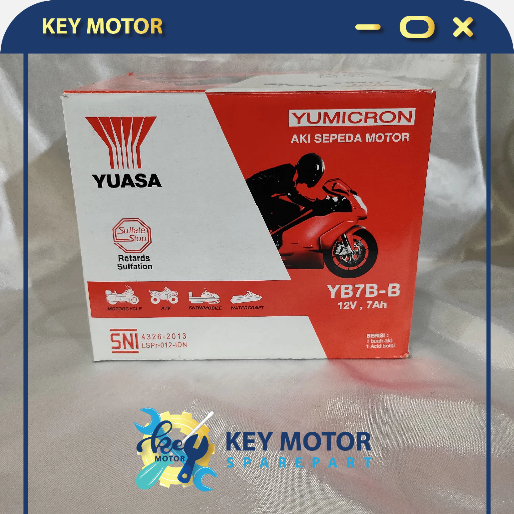 Aki / Accu Basah Motor Tiger - Scorpio - Nouvo - Mega Pro Yuasa YB7B-B 100% Original