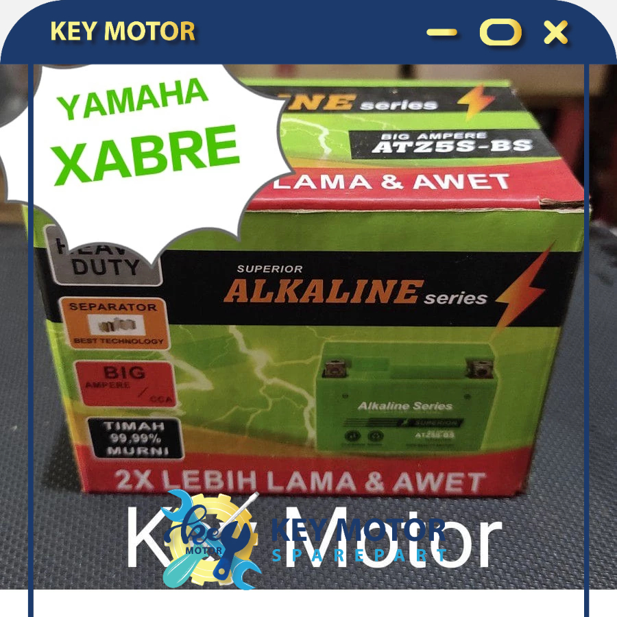Aki / Accu Kering Motor Yamaha Xabre ALKALINE ALKALIN 5A 5 Ampere ATZ5S ATZ5 ATZ 5S 100% Original