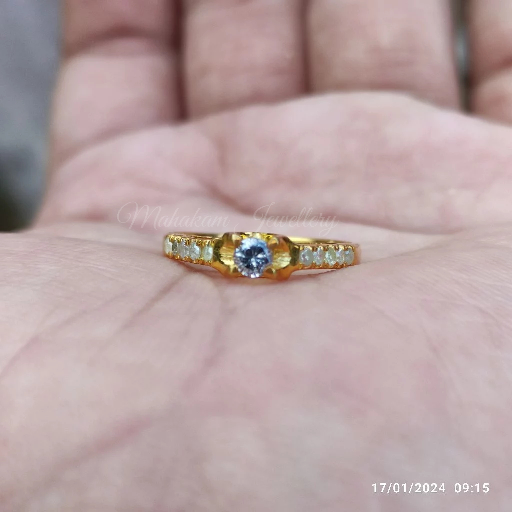 Cincin Solitaire berlian eropa