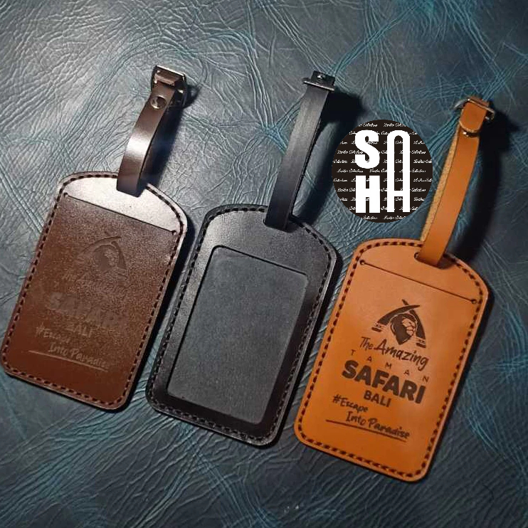 SHA Tag Koper Bahan Kulit Asli / Luggage Tag Aksesoris Travel / Gantungan Koper Kulit