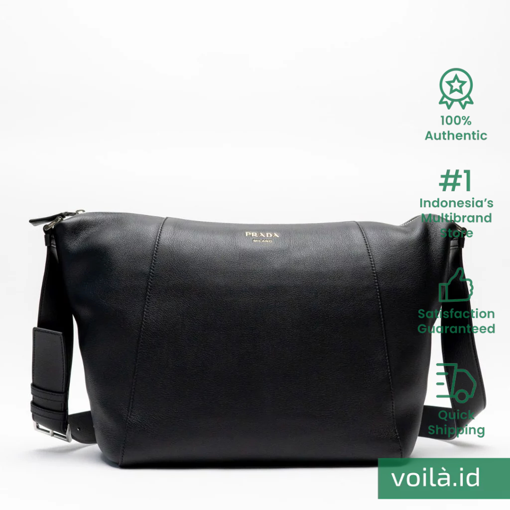 [12.12 Dealcember] Logo Stamp Shoulder Bag Soft Grain Leather Black