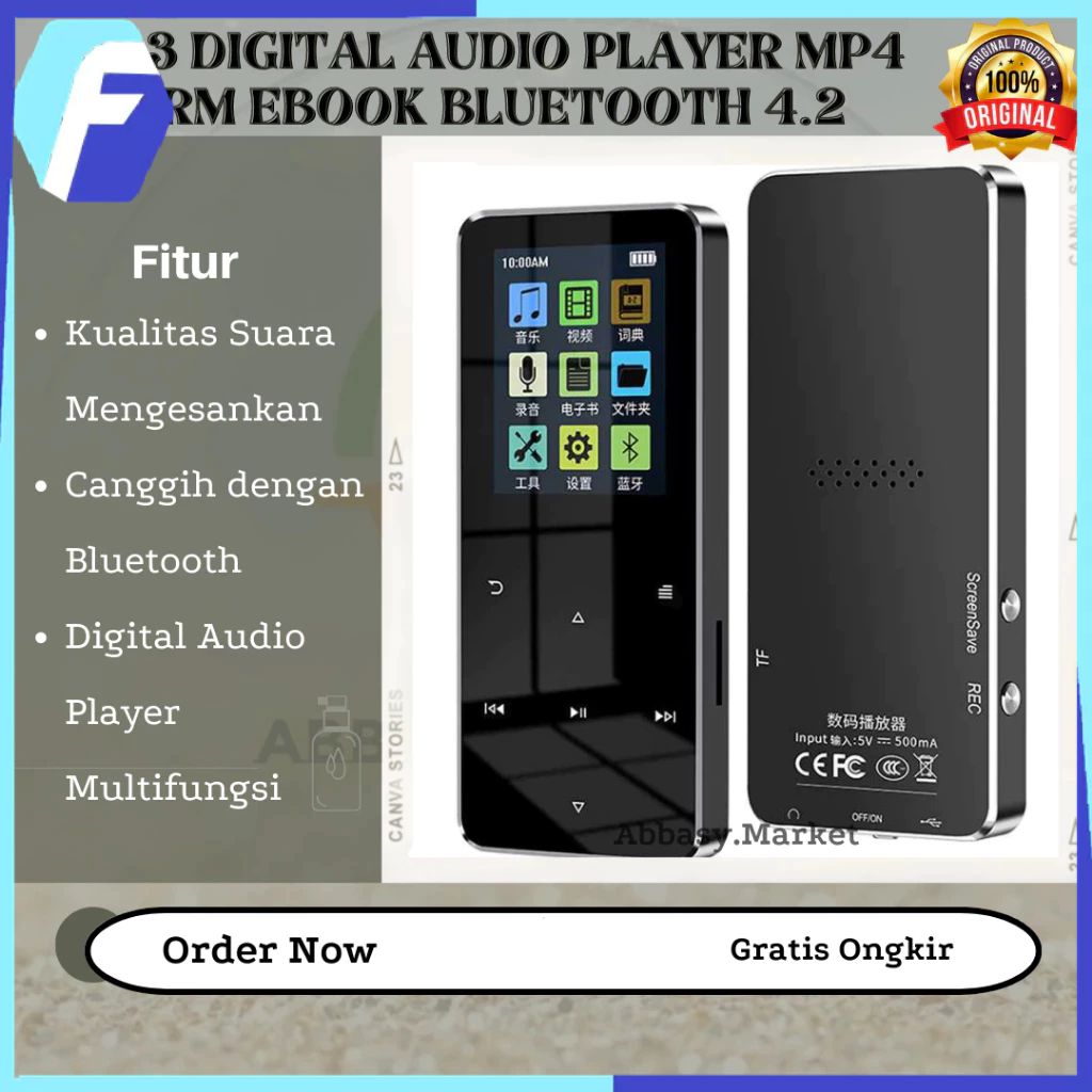 【COD】MP4 Player Bluetooth MP3 Mini Player Bluetooth MP3 Bluetooth Speaker  32GB Card USB/Type C 1.7 