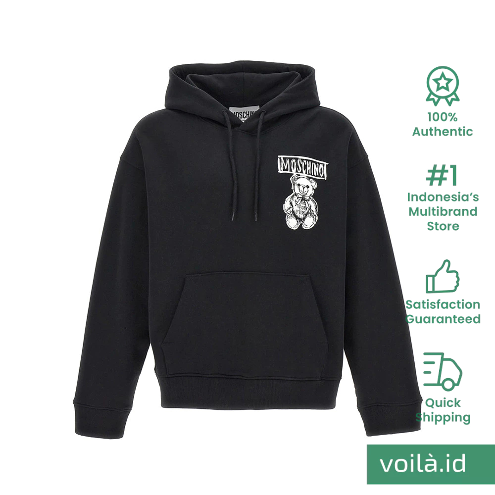 [12.12 Dealcember] Teddy Bear Sketch Drawing Print Hoodie Black