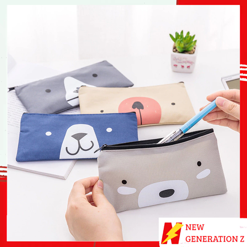 

NGZ Tempat Pensil Pulpen Kain Kanvas Karakter Hewan Lucu Kotak Pensil Serbaguna Motif Animal Dompet pouch make up kosmetik wanita t