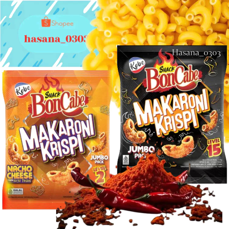 

KOBE BON CABE MAKARONI KRISPI 135 GRAM [ KEJU NACHO LEVEL 2 - JUMBO PACK LEVEL 15 ]