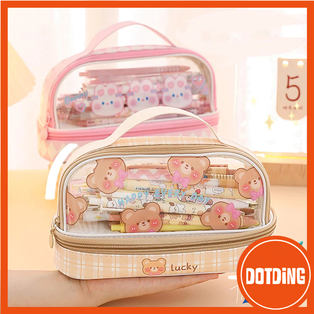 

[COD] Tempat Pensil Besar Transparan PVC Pencil Case Tas Pensil Murid Lucu Kotak Pensil Anak Esthetis