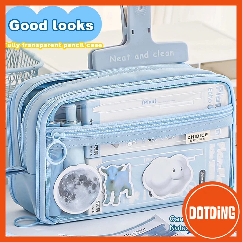 

[COD] Kotak Pensil Transparan Aesthetic Pencil Case Tempat Pensil Pen Pouch Lucu Stationery Organizer Large Capacity for Girls School Students Pen Pouch Ins Style Niche Korean Version Pencil Bag Stationery
