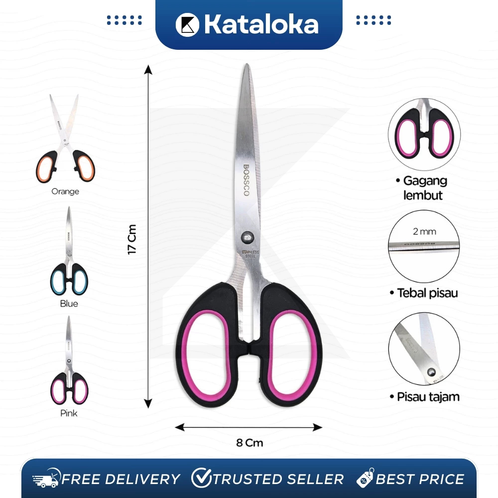 

1 lembar (12 pcs) Gunting Scissors BOSSCO 6.5 Inch BC-666 RB9