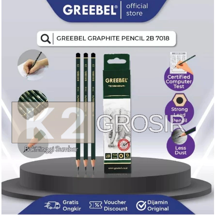 

Pensil 2B Greebel hijau ( Lusin )