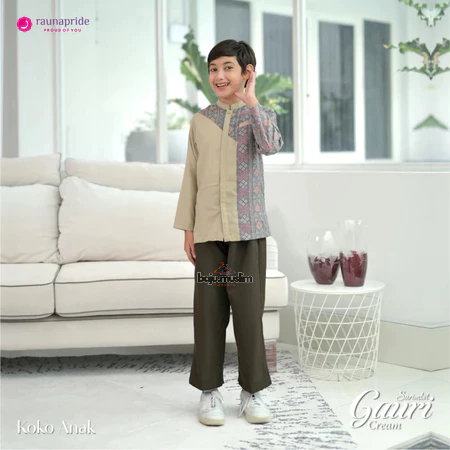 RAUNA | Baju Koko Anak Lengan Panjang Set Celana Sarimbit Gauri by Raunapride