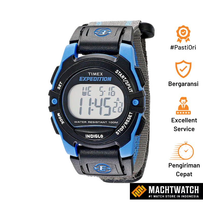 Jam Tangan Unisex Timex Expedition T49660 Indiglo Digital Dial Dual Tone Nylon Strap