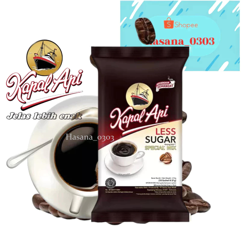 

kopi kapal api less sugar 10saset