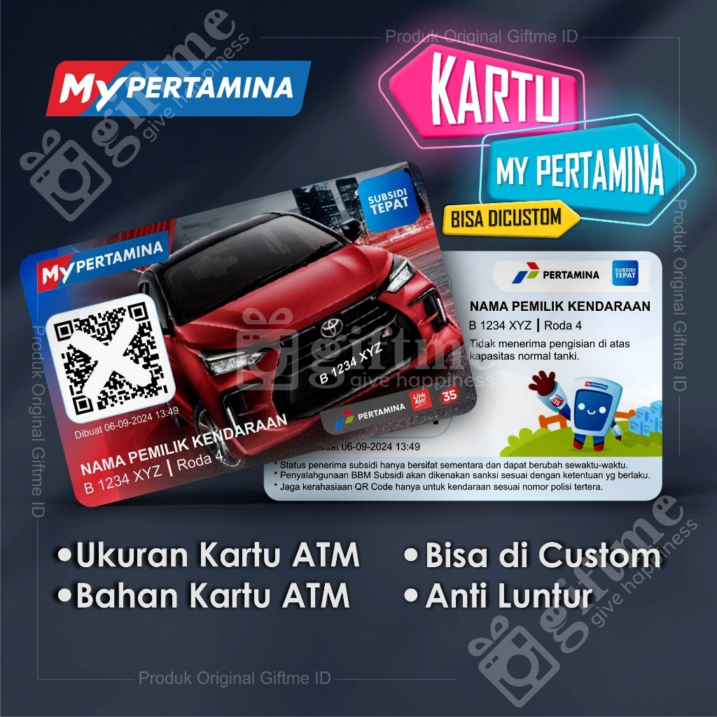 KARTU MY PERTAMINA BAHAN PVC - MEMBER MY PERTAMINA - QR CODE MY PERTAMINA - KARTU MY PERTAMINA