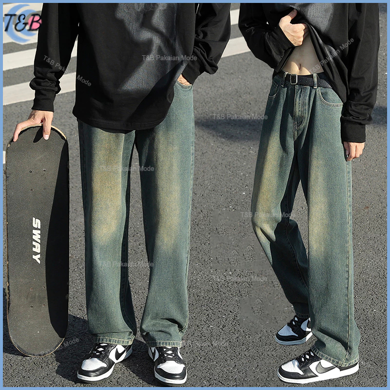 Celana jeans pria jeans vintage pria celana panjang pria jeans Jeans Vintage Priabaggy jeans celana 
