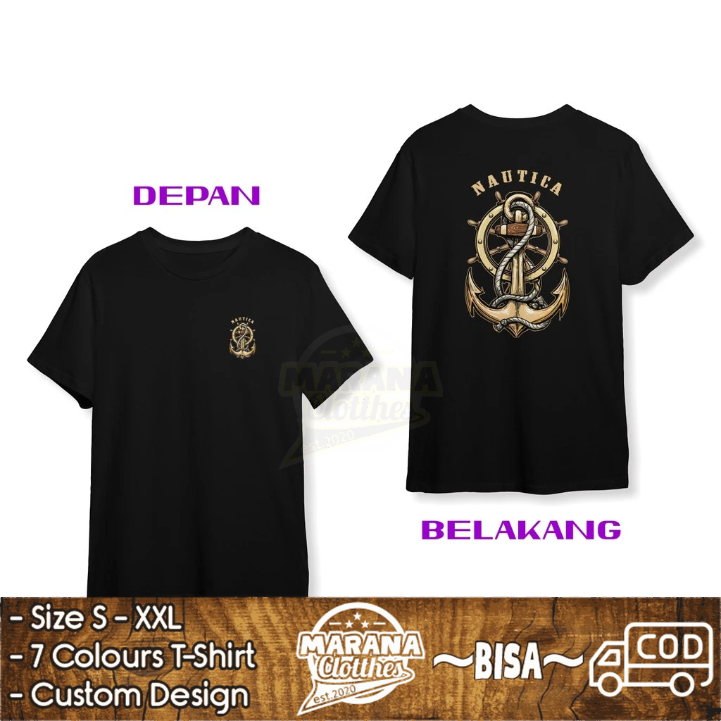Kaos NAUTICA Jangkar dan Kemudi Kapal DB Baju Distro