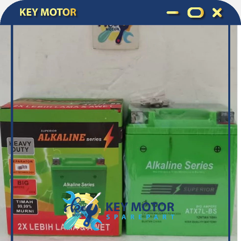 Aki / Accu Kering Alkaline Alkalin Series Motor Kawasaki KLX 7A 7 Ampere ATX7L  100% Original