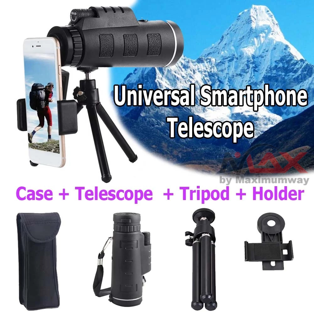 Teropong monocular kamera HP Paket Tripod + Holder + Case Binoculars Telescope Lensa Handphone