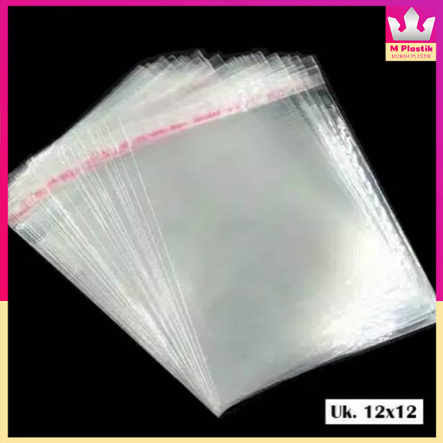 

OPP ( 12x12 ) --- 100 pcs @Pack | kantong plastik bening + seal perekat lem snack roti aksesoris kue undangan kotak ekonomis murah termurah kuat 12 Pack
