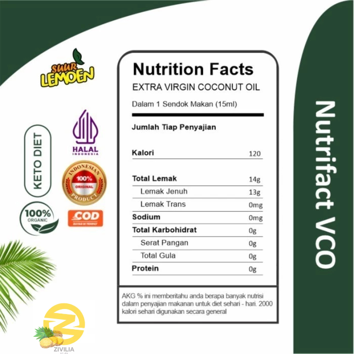 

Suur Lemoen - Extra Virgin Coconut Oil 500ml - Minyak Kelapa Murni VCO 5O0 ML organik Premium BY