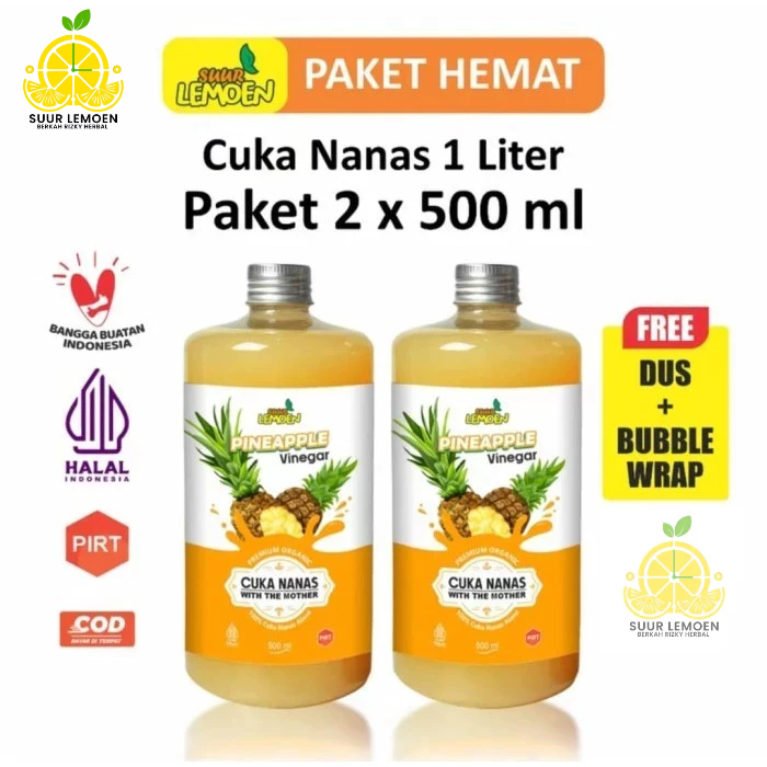 

Suur Lemoen Cuka Nanas 1 Liter - Cuka Nanas Obat Diabetes - Organic Pineapple Cider Vinegar