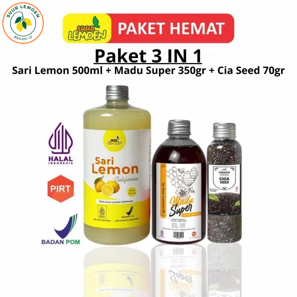 

Paket Diet Detox Sehat Alami BPOM dan Halal Paket 3in1 / Cuka Apel + Chia Seed + Madu Super ( ALL Variant ) By Suur Lemoen