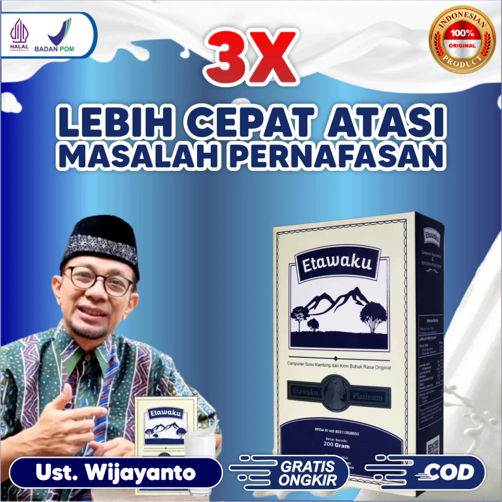 

Etawaku Platinum - Susu Kambing Etawa Efektif Atasi Masalah Pernafasan Paru-Paru Sehat