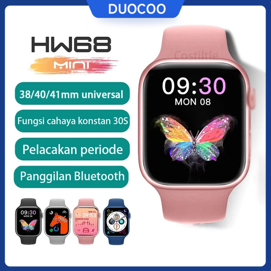 Original IWO HW68 Mini Smart Watch Women Series 8 Max 1.75 inch Body Temperature NFC Siri Voice Alti