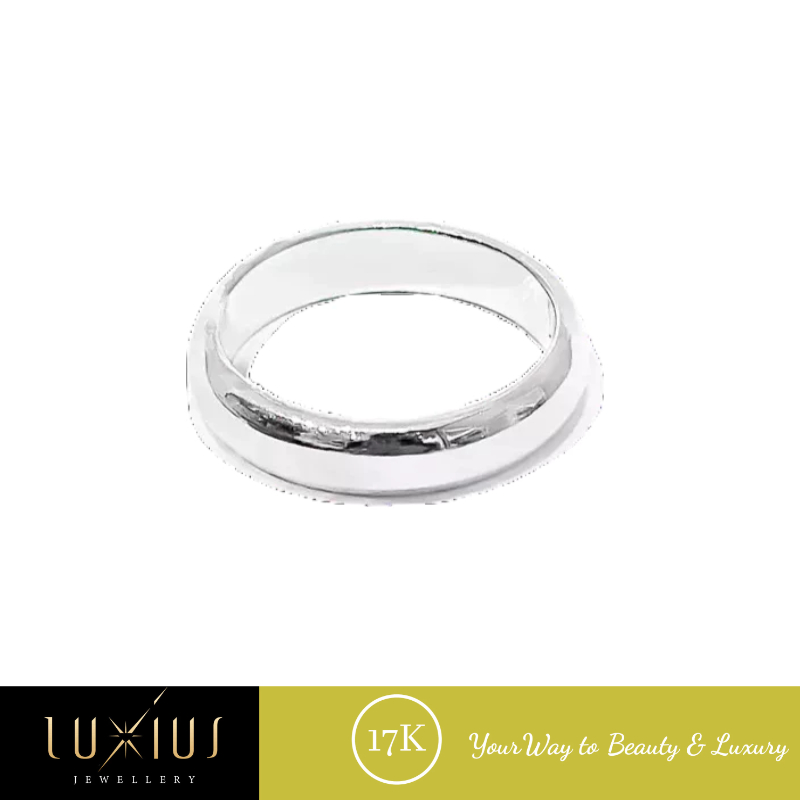 Cincin Emas Kawin Putih Polos White Gold 17K Luxc0203 Luxius Jewellery