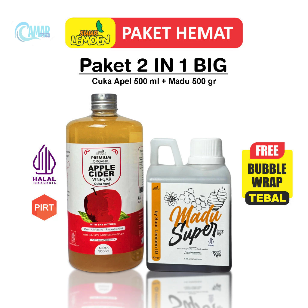 

Paket Bundling Diet Sehat - Cuka Apel 500 ml dan Madu Hutan Super 500 gr Asli by Suur Lemoen ID