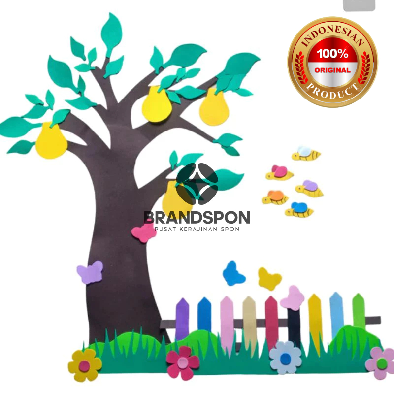 Hiasan Dinding Pohon literasi Buah Dekorasi Kelas Paud TK SD, dekor pojok baca, sudut baca