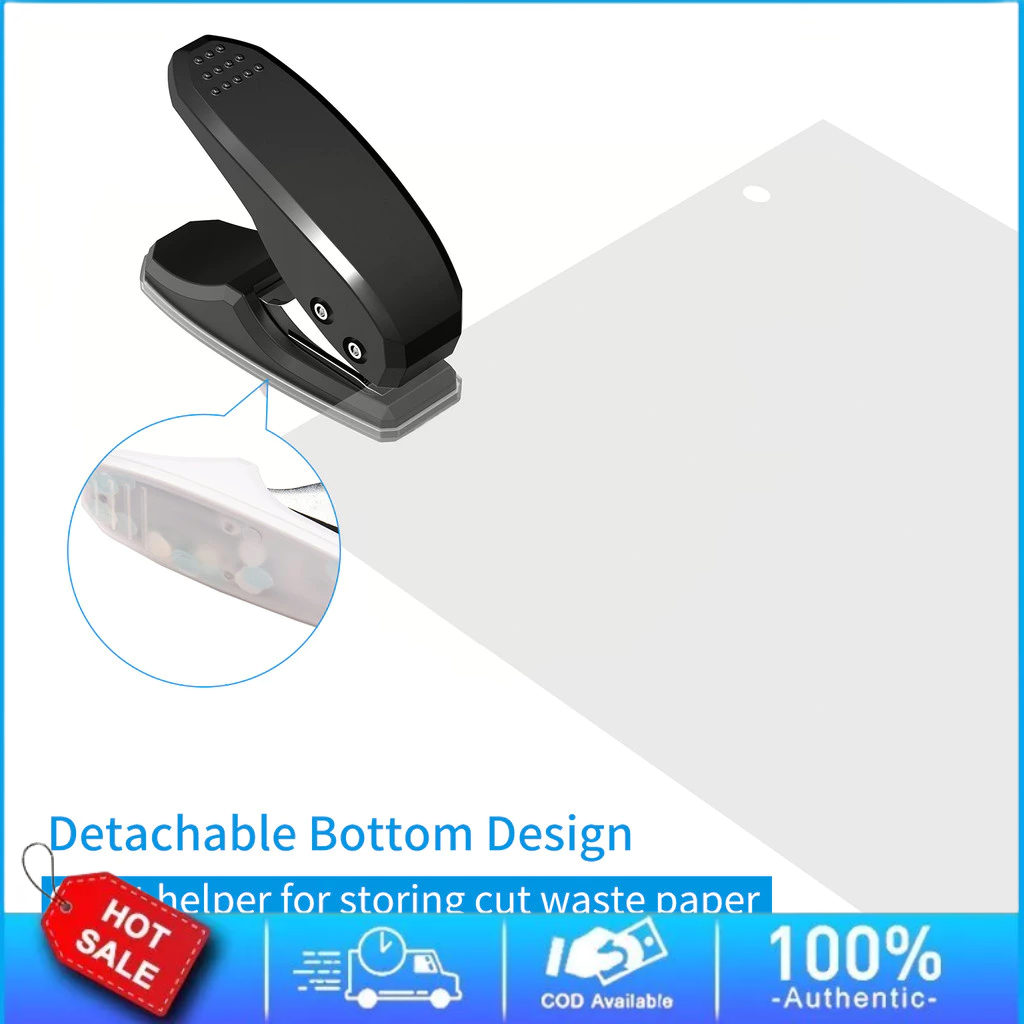 

⭐NEW⭐Mini Metal Single Hole Puncher 1-Hole Paper Punch 8 Sheet Capacity 6mm Holes Reduced Effort with Scraps Collector for Chipboard Art Project Documents Office School Home Supplies