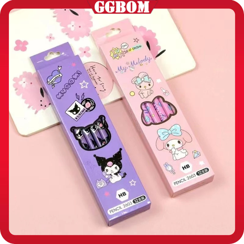 

12pcs Pensil 2B HB Karakter / Pencil Kayu 2B HB Fancy Kartun Lucu/SANRIO KUROMI MELODY CINNAMON